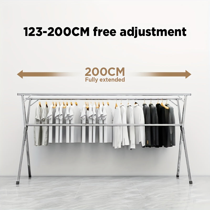 Clothes Drying Rack 63" and 78.7" Two Types, Retractable Length and Folding Outdoor Indoor Use Durable Metal Drying Rack, Drying Rack Clothing Collapsible - product image 7