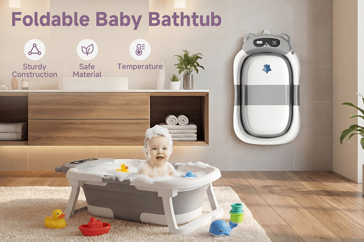 Foldable Bathtub, Foldable Baby Bathtub With Soft Cushion and Thermometer, Non-slip, Portable Travel Bathtub, Includes Soft Floatation Cushion, Durable and - product image 11