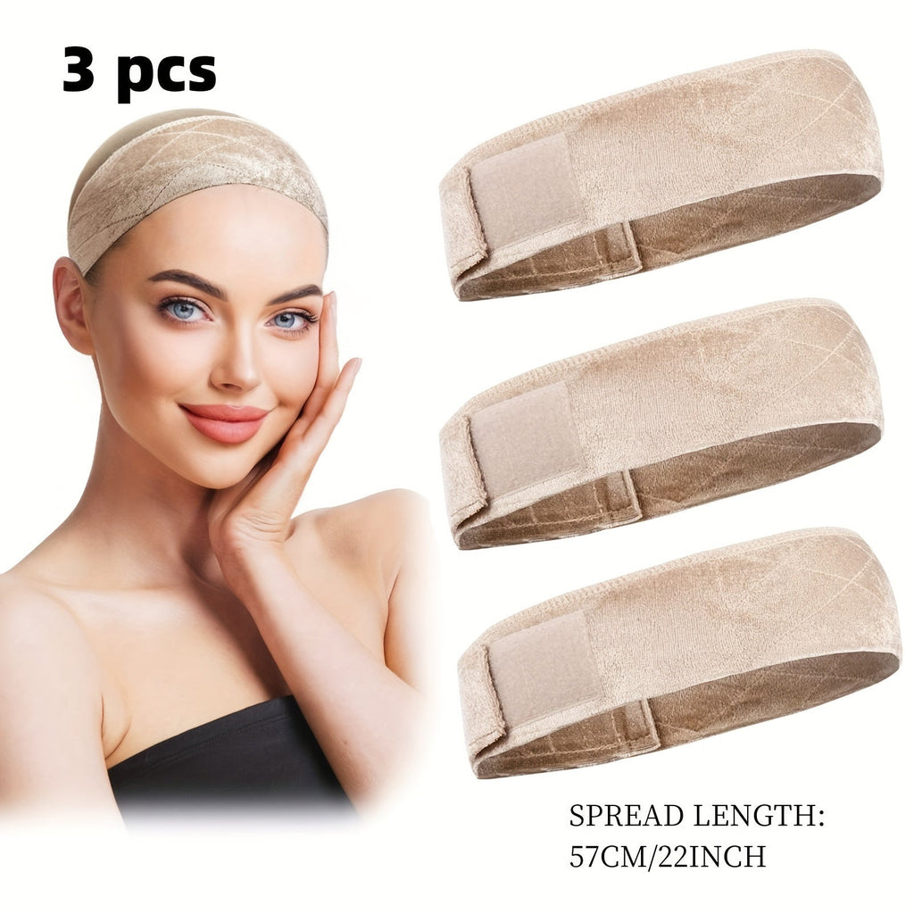 Velvet Wig Caps 3 Pack Women Adjustable Non-Slip Breathable Comfortable – Fits Lace Front Full Wigs Wig Stands Mannequin | Beige Black Brown Coffee | Daily Wear Wig Accessory Gift - product image 15