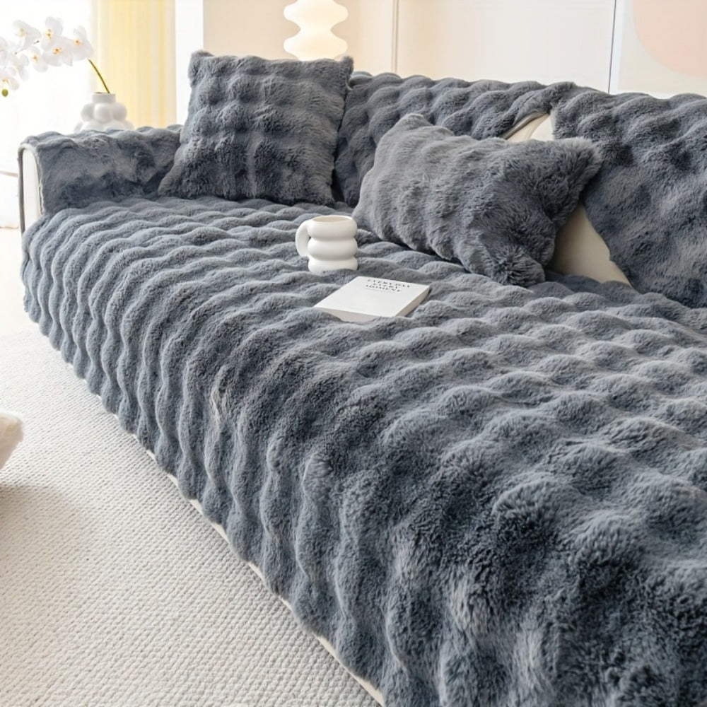 Faux Rabbit Plush Sofa Cover Winter Warm Thickened Anti-Slip Pet Friendly Cushion Protector for Living Room Bedroom Office 1 2 3 4 Seater - product image 4