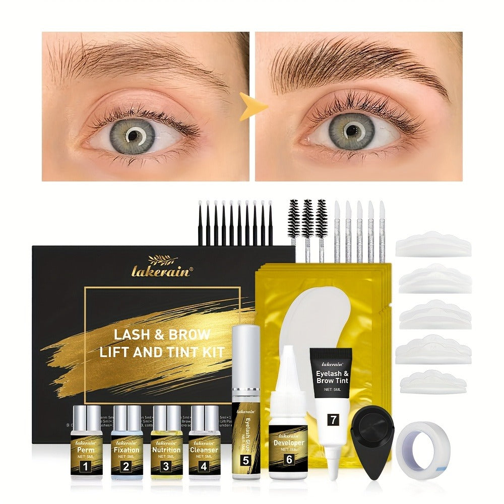 Lash Lift Kit & Brow Lamination Tint Set — 2-in-1 Eyelash Perm & Eyebrow Lamination with Black Brown Tint Dye, 4-6 Week Long-Lasting Results, DIY Home or Salon Use, Complete Beauty - product image