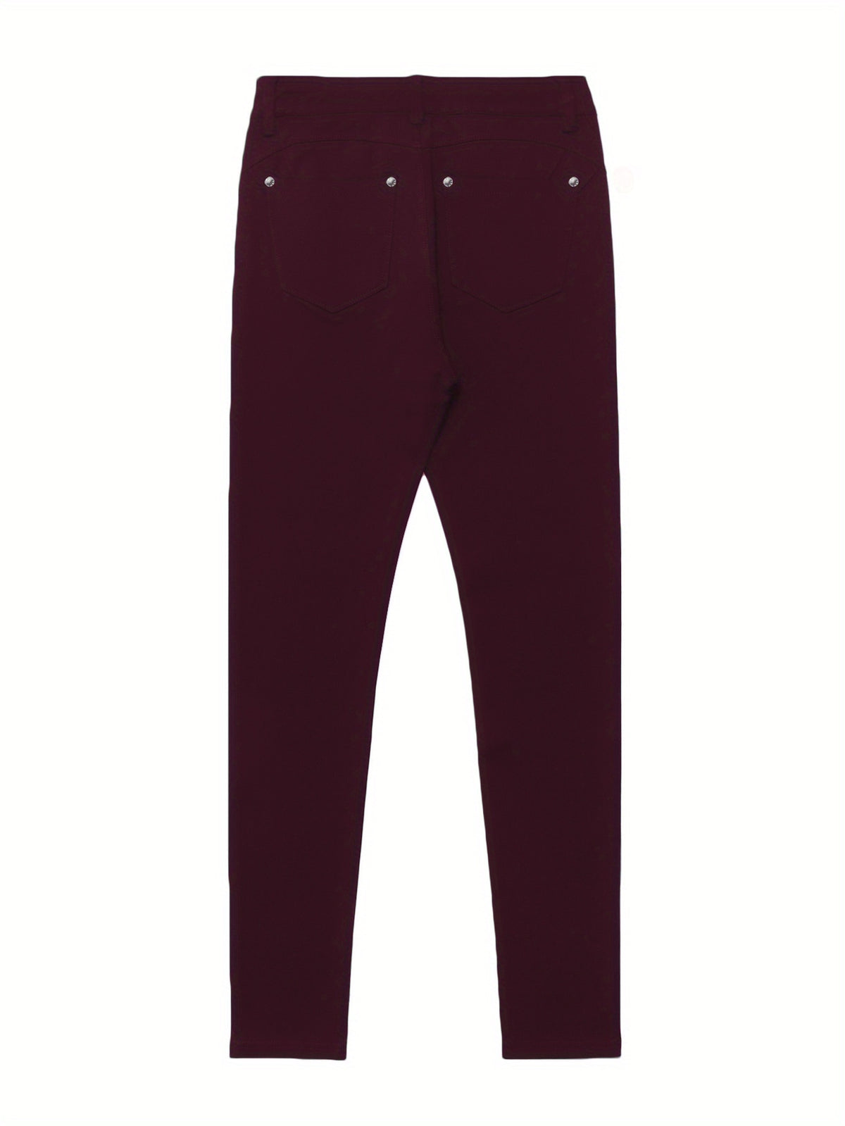 Women's Black High-Waisted Skinny Jeans - Stretchy Fabric, Button Accents, Multiple Pockets, Long Length, Casual Street Style, Allseason Pants, Casual - product image 39