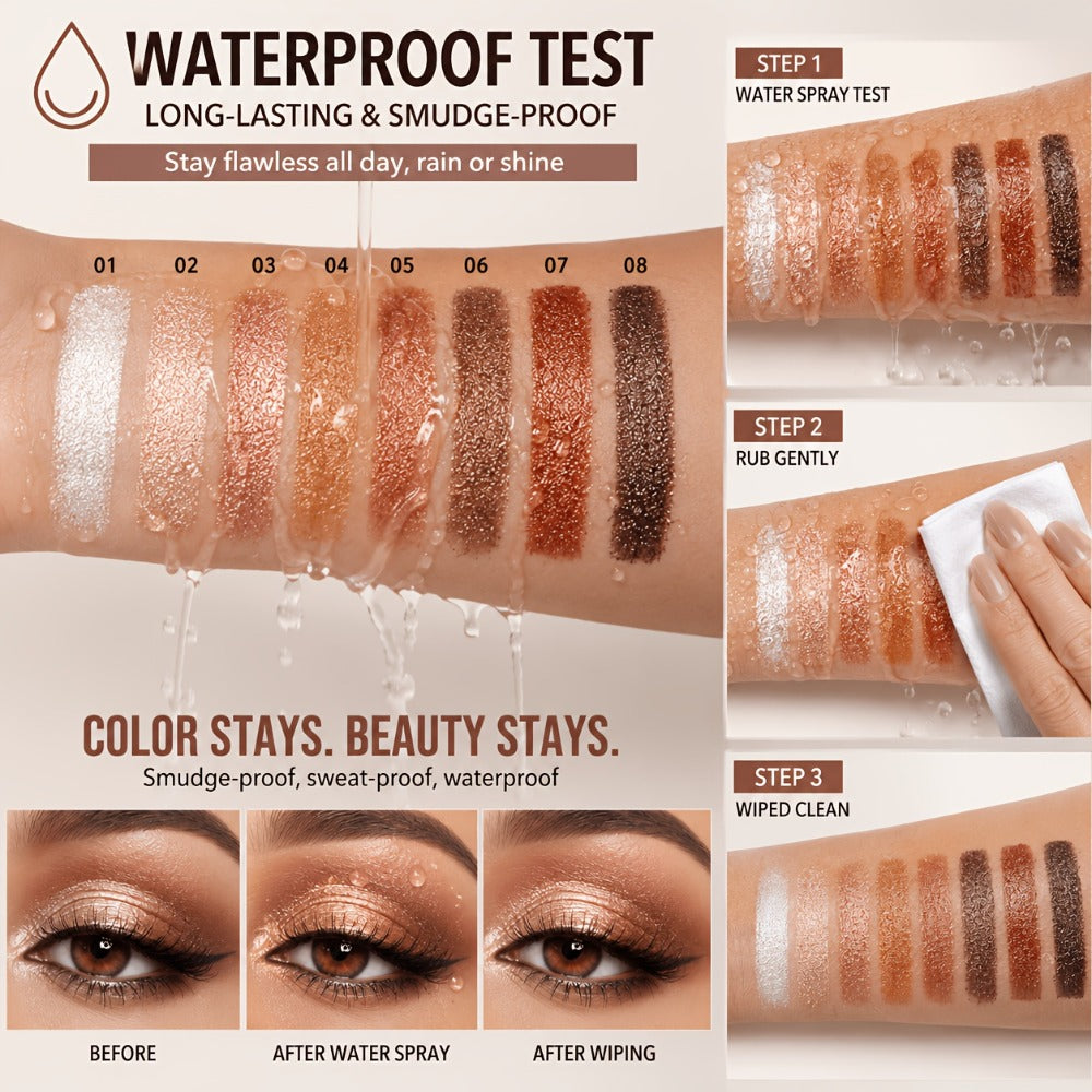 Waterproof Eyeshadow Stick Set 8 Piece – Shimmer, Pearlescent & Matte Eye Shadow Pencils, Creamy Blendable Formula, Long-Lasting Smoky Natural Glitter Eye Looks, Gift for Her - product image 6