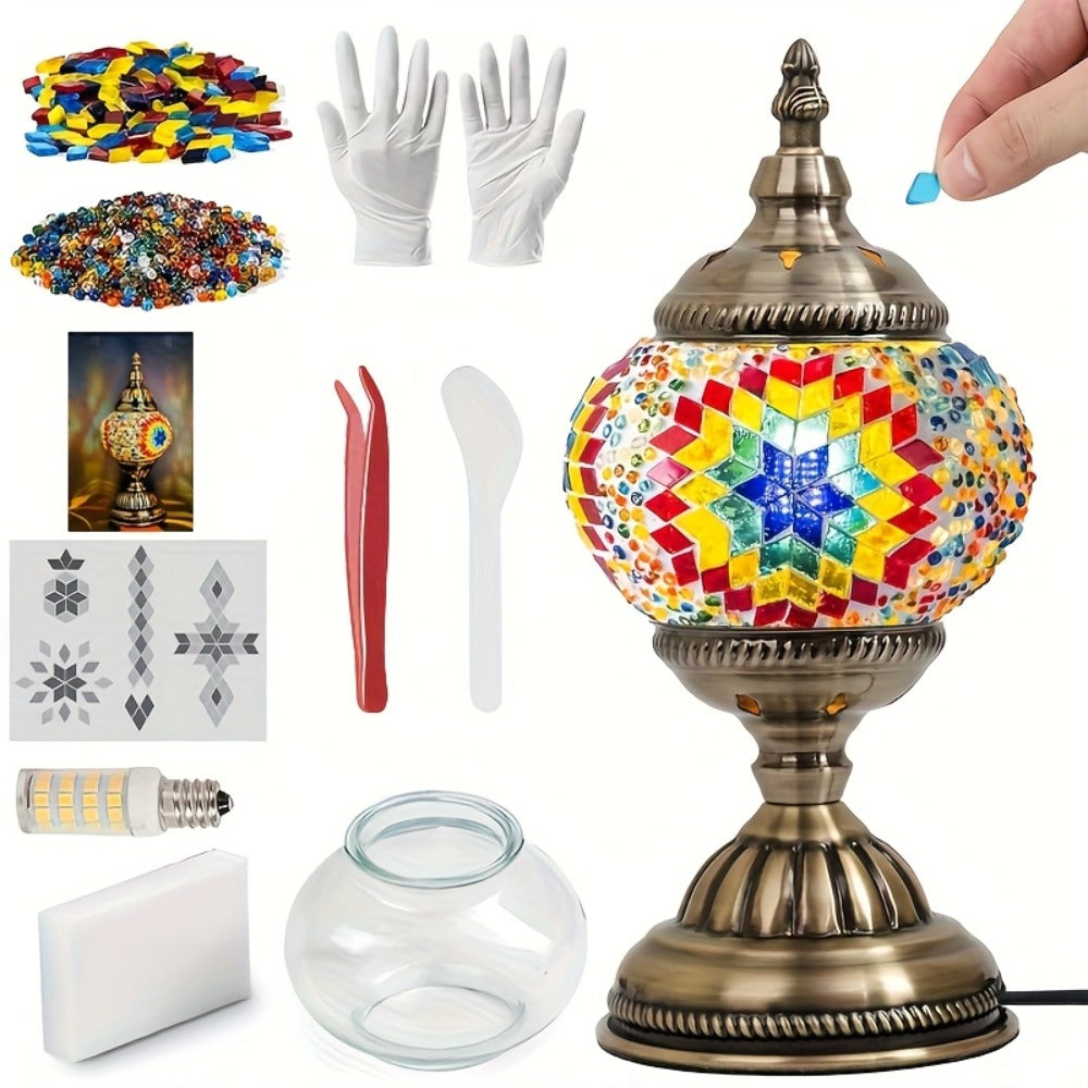Moroccan Table Lamp Handmade DIY Turkish Lamp Dimmable Glass Metal Brass Bohemian Bedside Night Light with Remote for Bedroom Living Room Office Vintage Boho Home Decor Gift Multip - product image 20