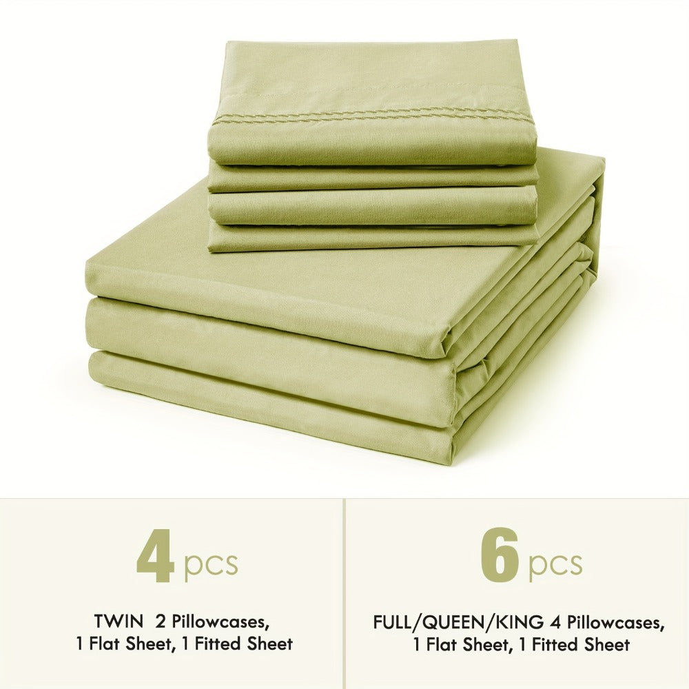 Bed Sheet Set Deep Pocket Soft Microfiber - Fitted Sheet Flat Sheet & Pillowcases Twin Full Queen King - Cooling Breathable Fade Resistant Sheets for Daily Use Dorms Guest Rooms - product image 5