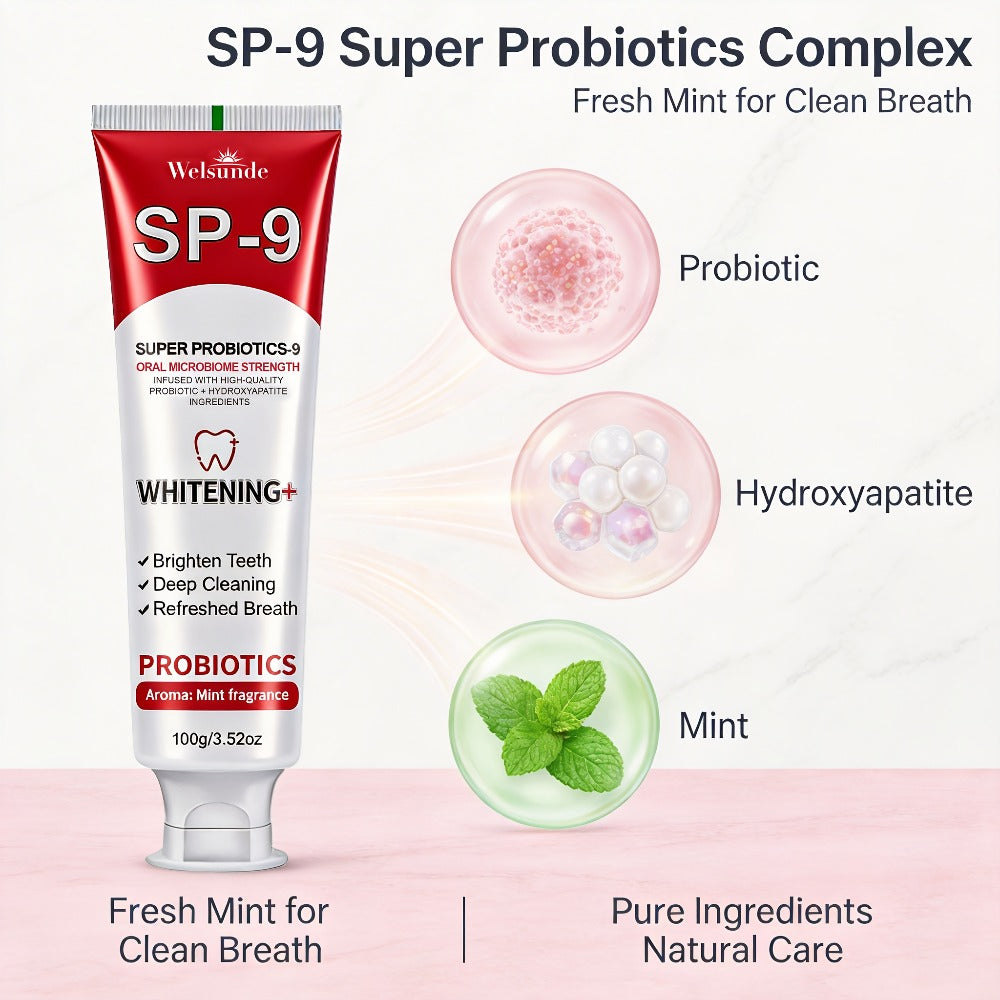 Probiotic Toothpaste with Hydroxyapatite – Super Probiotics-9 European Formula, Deep Cleaning & Gum Care, Mint Fresh Breath, Teeth Brightening Oral Care Gift for Women & Men, 100g - product image 2