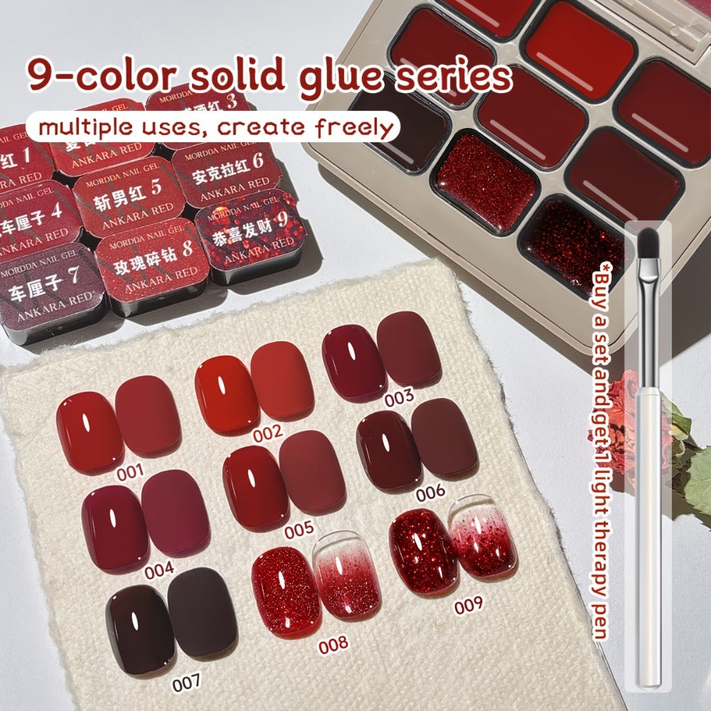 Gradient Gel Nail Polish Set 9pcs Ancola Red Collection – High Saturation Solid Gel, Shiny Gloss Finish, LED Curable Multifunctional Nail Gel | Spring Summer Ombre DIY Manicure Kit - product image 4