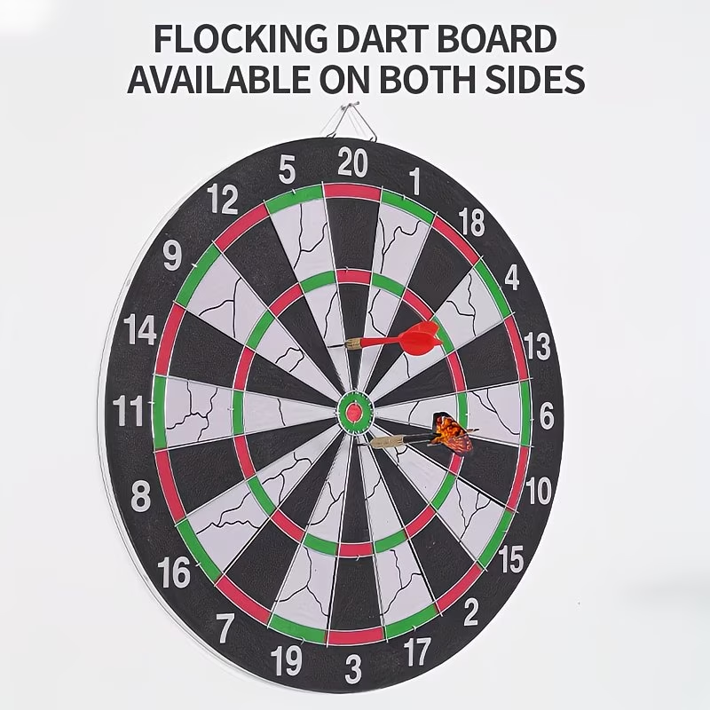 Dartboard Set with 6 Steel Tip Darts | 17 Inch Hanging Dart Board for Indoor Game Room, Holiday Party, Family Fun Night