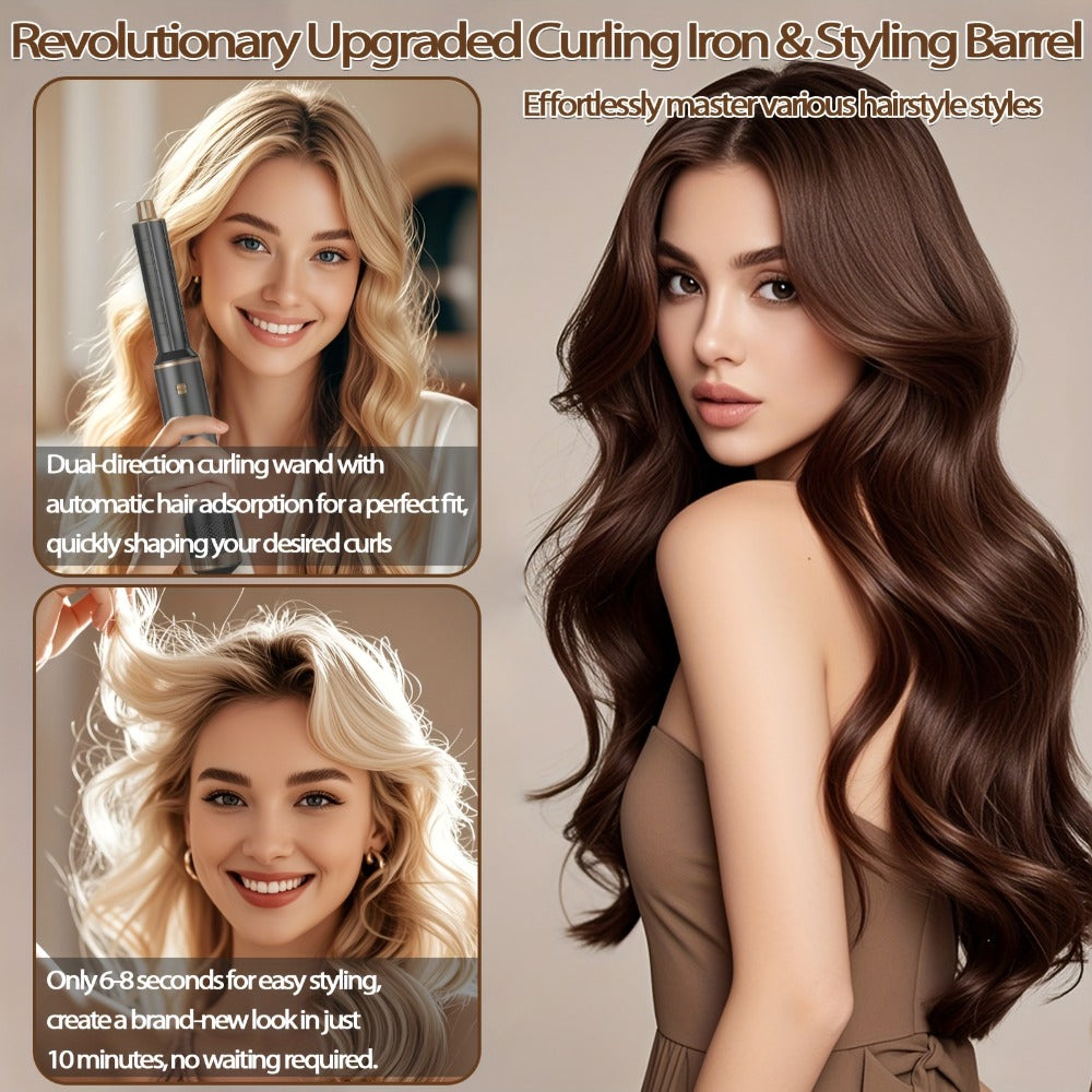5-in-1 Hot Air Brush Negative Ion Hair Styler Blow Dryer Curler Straightener Volumizer Frizz Control Smooth Finish Multi-Function Styling Brush All Hair Types Women Black Grey Pink - product image 8