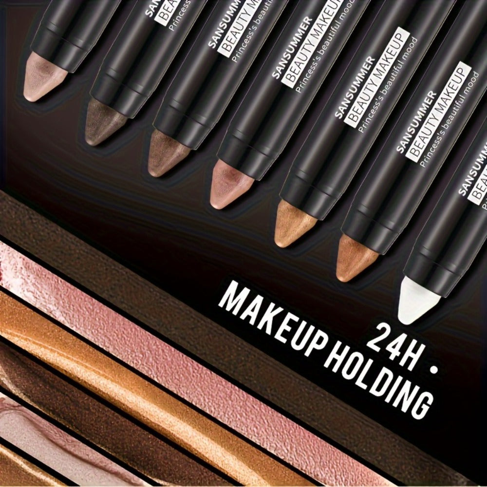 Waterproof Eyeshadow Stick Set 7 Pcs — Pearlescent Matte Shimmer & Metallic Finish, Long-Lasting Creamy Eye Makeup, No-Brush Easy Blendable Formula for All Skin Tones, Women's Beau - product image 14