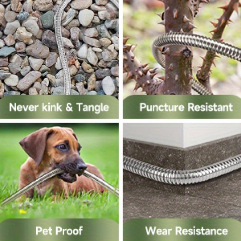 Stainless Steel Metal Garden Hose | Kink-Free, 10-Function Nozzle, Brass Fittings – 10FT to 150FT - product image 9