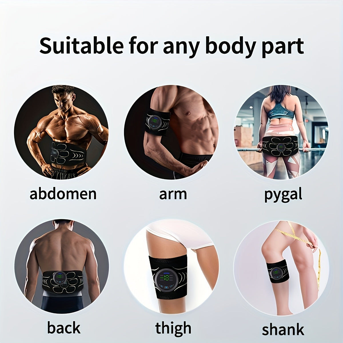 Lithium Battery Powered | EMS Muscle Stimulator 3-Piece Set Rechargeable 6 Modes 18-Level Intensity for Muscle Training, Recovery & Pain Relief