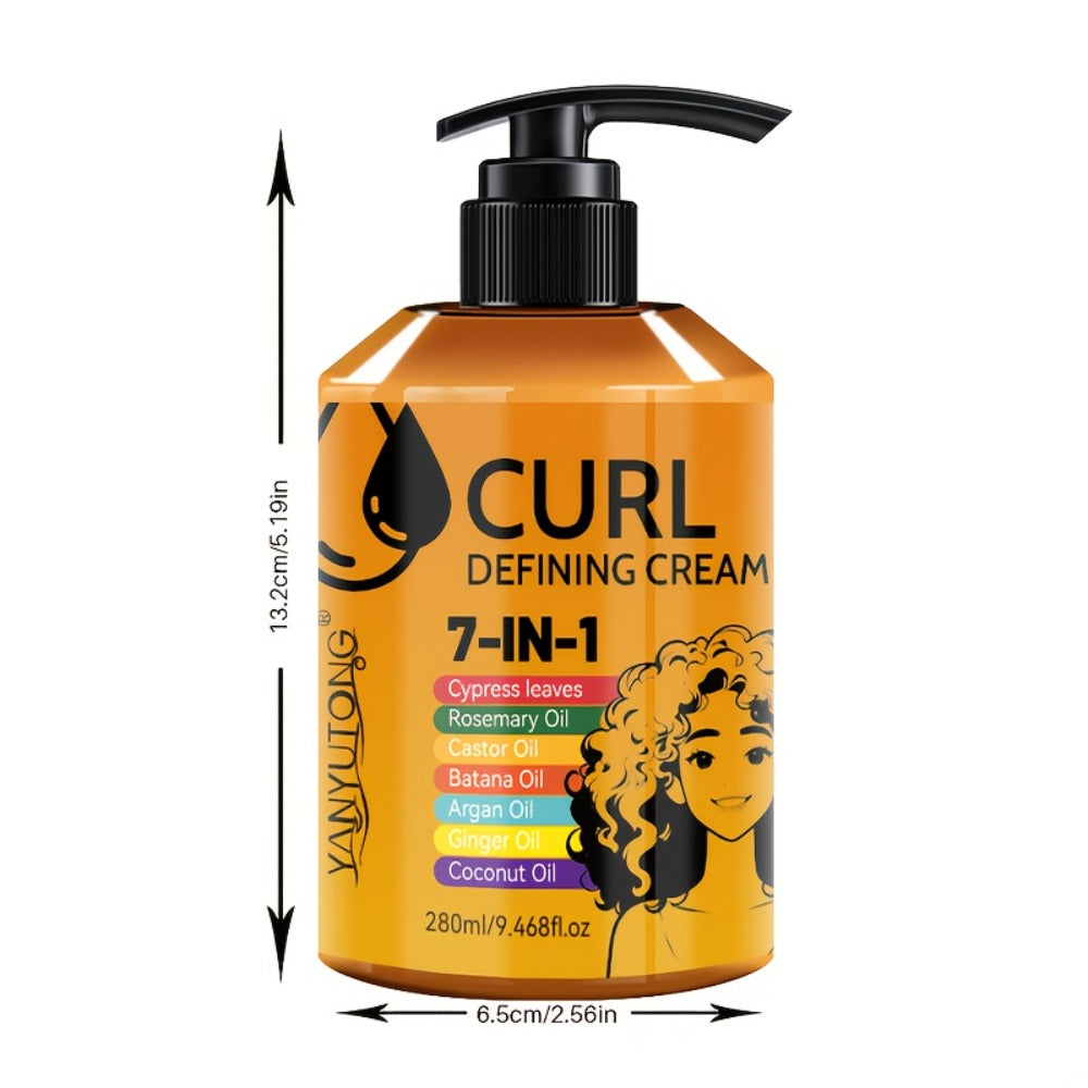 Curly Hair Styling Cream 7-in-1 Long-Lasting Hold & Flexible Definition - Frizz Control, Non-Sticky Formula, Natural Bounce for Wavy & Curly Hair, Adults, 280ml - product image 5