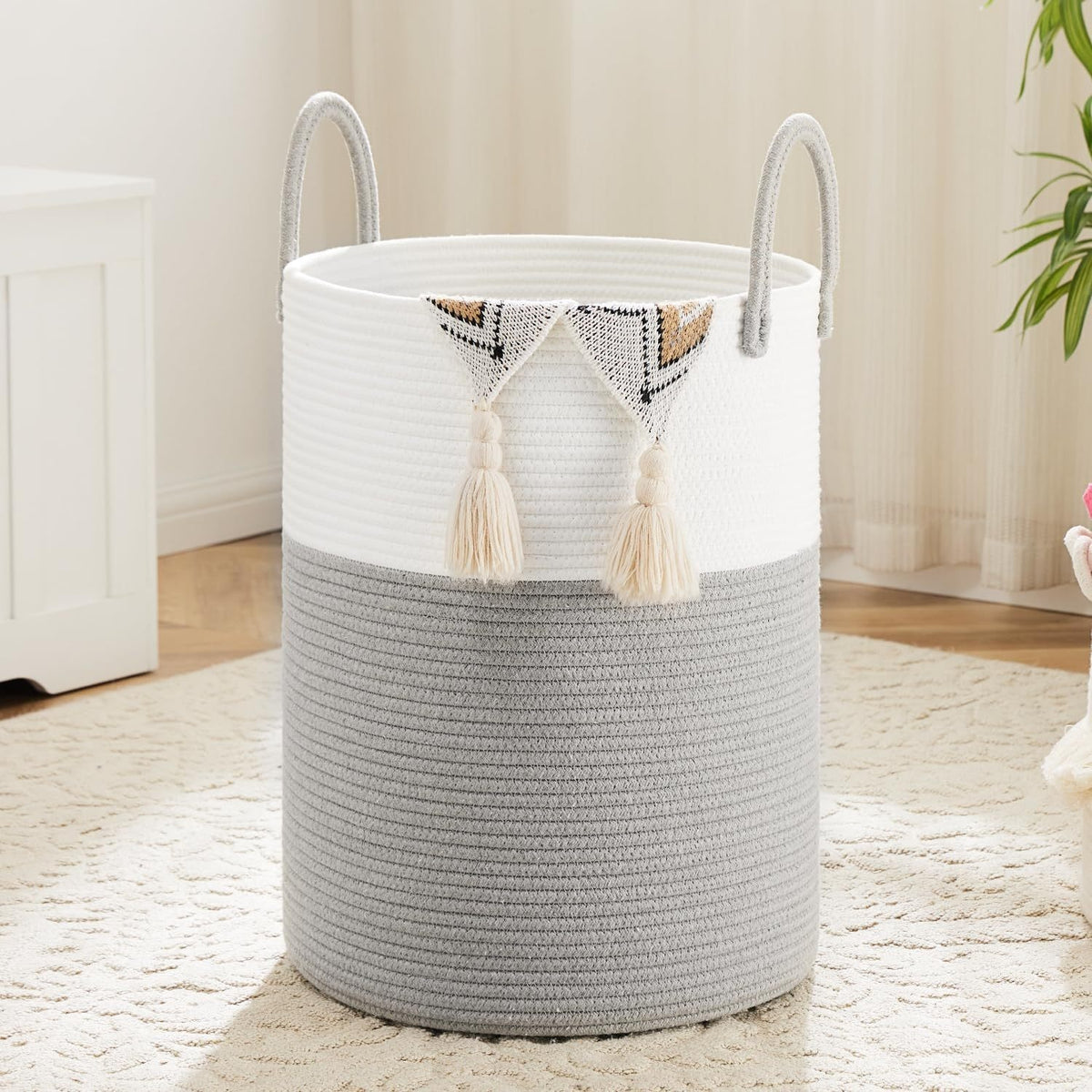 Collapsible Laundry Basket, Woven Rope Laundry Hamper, 12.15gal/15.85gal/21.13gal/26.42gal Laundry Bag for Decor Storage of Dirty Clothes, and Blankets in - product image 8