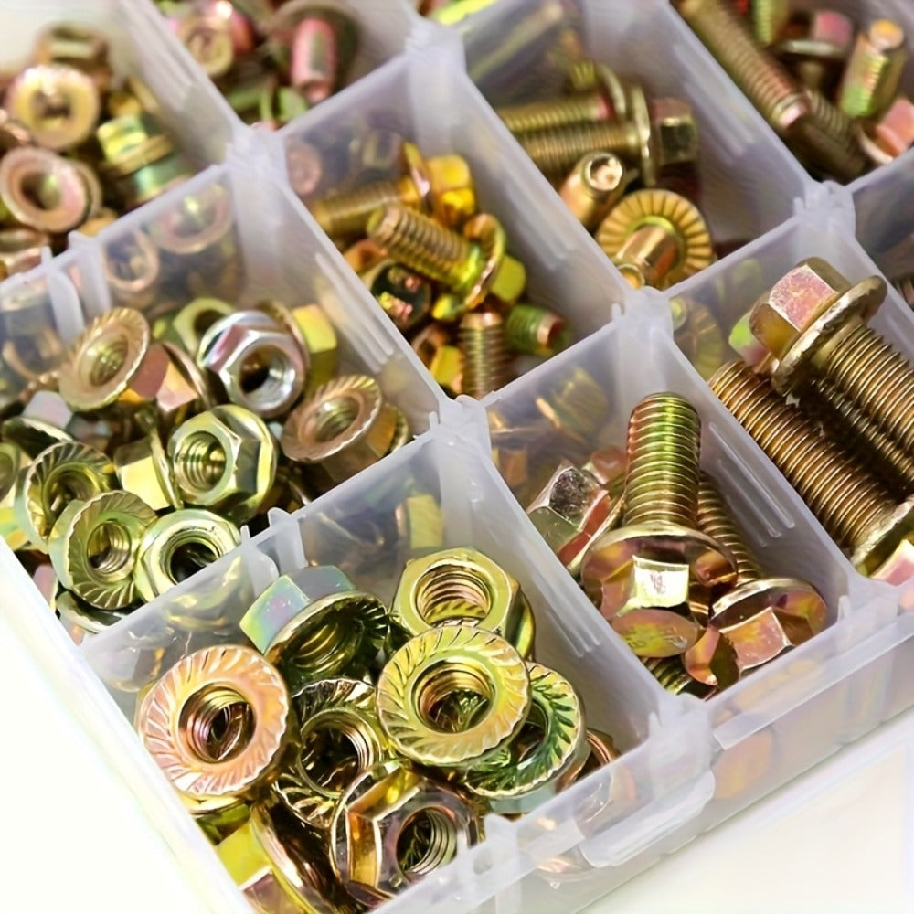 Metric Flange Bolt Nut Assortment Kit 240pcs – M5 M6 M8 Alloy Steel Hex Screws & Nuts Set in 14 Sizes Corrosion-Resistant for DIY Repair Automotive Machinery with Clear Storage Box - product image 2