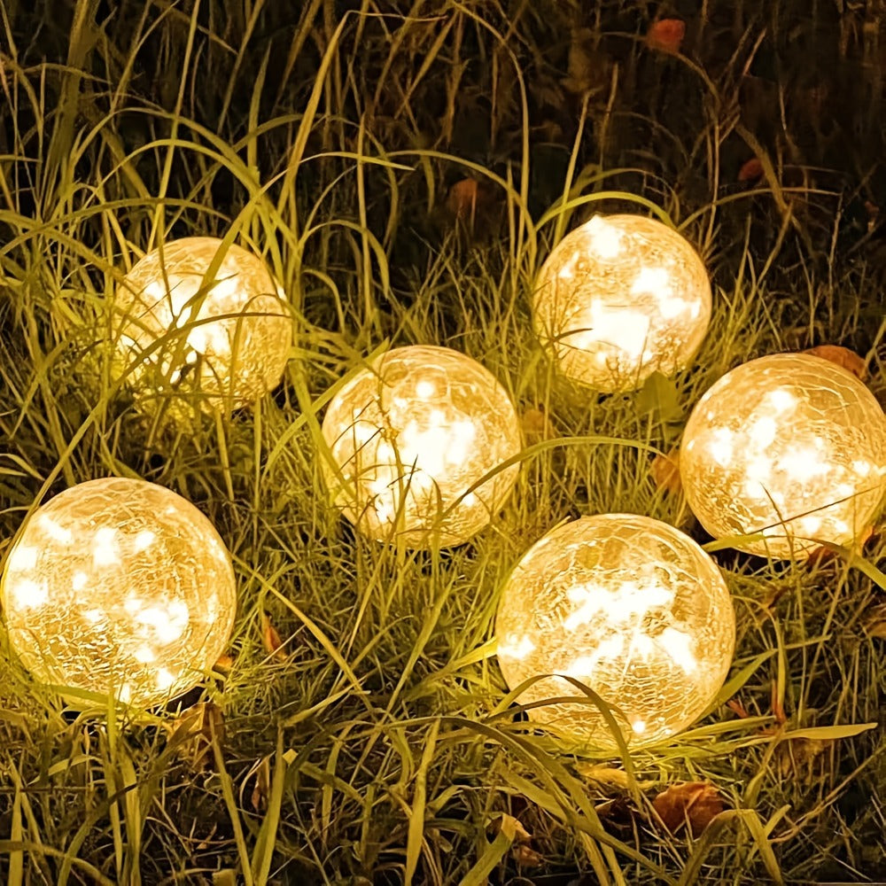 Solar Garden Globe Lights 4 Pack Cracked Glass Ball Outdoor Solar Sphere Lights with 30 LED Warm White IP65 Waterproof Auto On Off for Garden Patio Lawn Yard Pathway Christmas Deco - product image 2