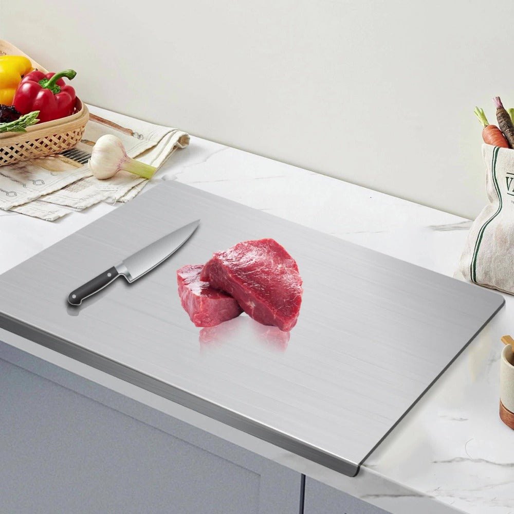 Stainless Steel Cutting Board Large Extra Thick 304 Food Grade Metal Chopping Board Non-Slip Butcher Block for Kitchen Meat Vegetables Fruits with Juice Groove - product image 10
