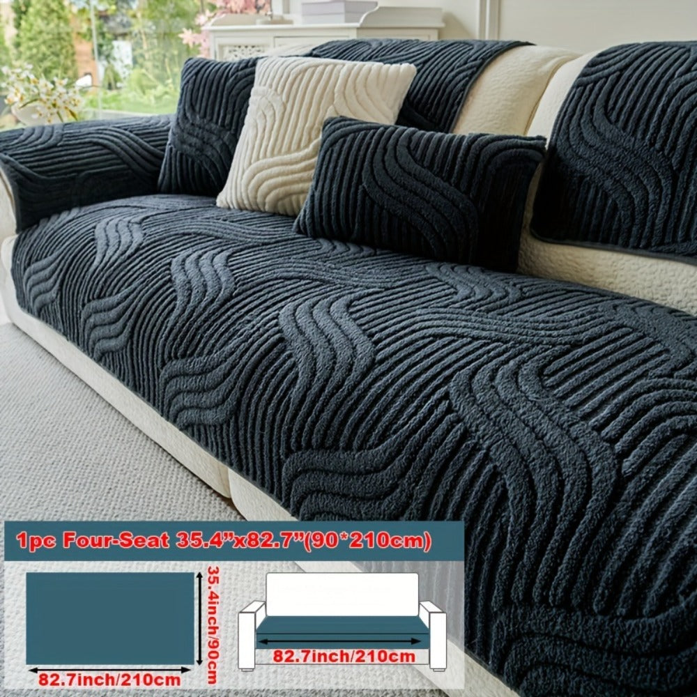 Stretch Velvet Sofa Cover Non-Slip | Plush Shu Velveteen Couch Slipcover, Modern Luxury Pet Friendly Machine Washable, 2 3 4 Seat, Armrest & Pillowcase, Living Room Bedroom Office - product image 6
