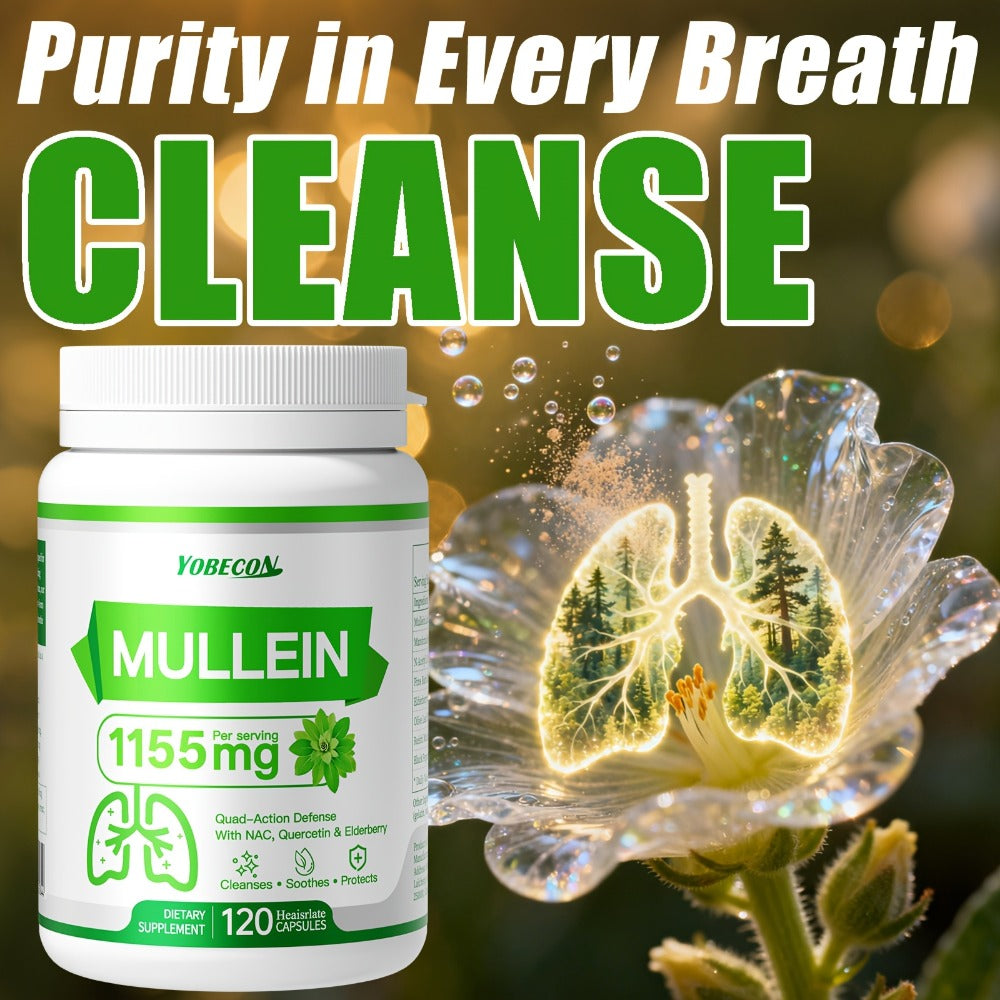 Lung Cleanse Capsules 120 Count with Mullein & NAC for Respiratory Support, Airway & Breathing Comfort, Immune Health, Seasonal & Year-Round Supplement for Adults - product image