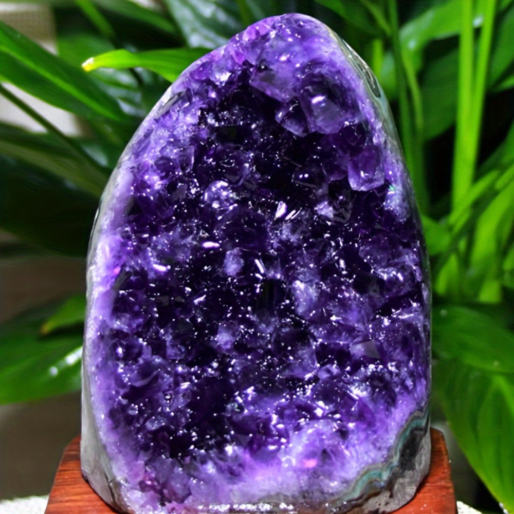 Amethyst Geode Natural Uruguayan Crystal | Polished Edge Display Stone for Home & Office Decor | Raw Crystal Cluster Specimen, Desk Accent, Healing Stone Gift, Tabletop Statement P - product image 2