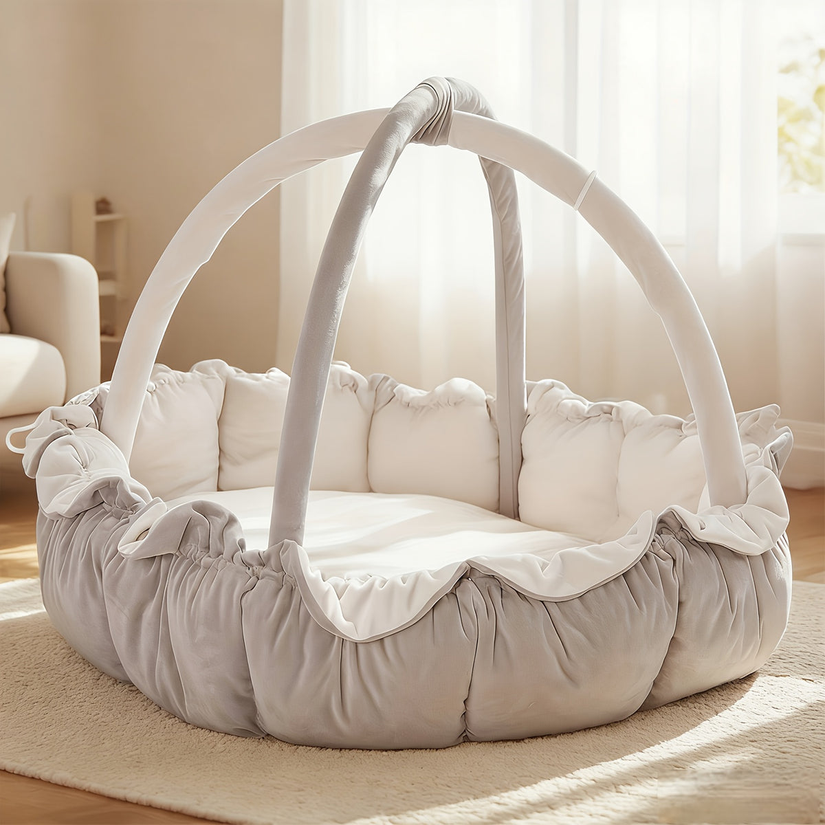5-in-1 Thick & Plush Baby Gym, Baby Mats for Floor, Tummy Time Mat, Cat Bed, Dog Bed, Convertible Stage-Based Developmental From Baby to Toddler, Ball Pit, Pet - product image 3