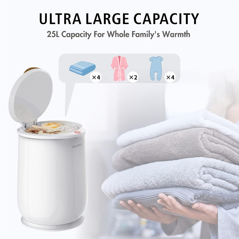 Electric Towel Warmer Bucket Ultra Large Capacity Fits Two 40x70 Towels ETL FCC Certified 1-Min Heat Auto Shut-Off Silent Spa Bathroom Heater Lavender Disc Gift - product image 2