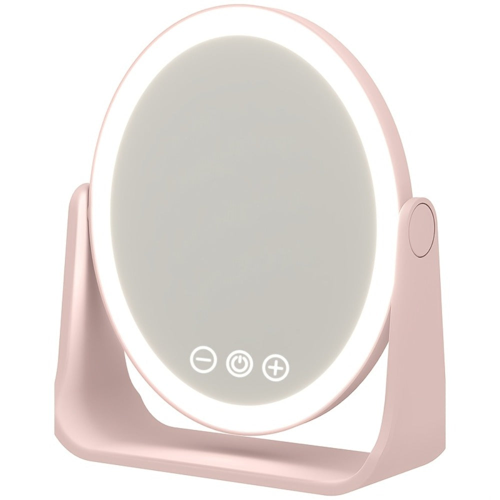 Portable LED Makeup Mirror Folding with Touch Screen - USB Rechargeable Vanity Mirror, Tri-Color Dimmable Lighting, Travel Desk Tabletop, Square or Round Shape, Pink or White, Cord - product image 7