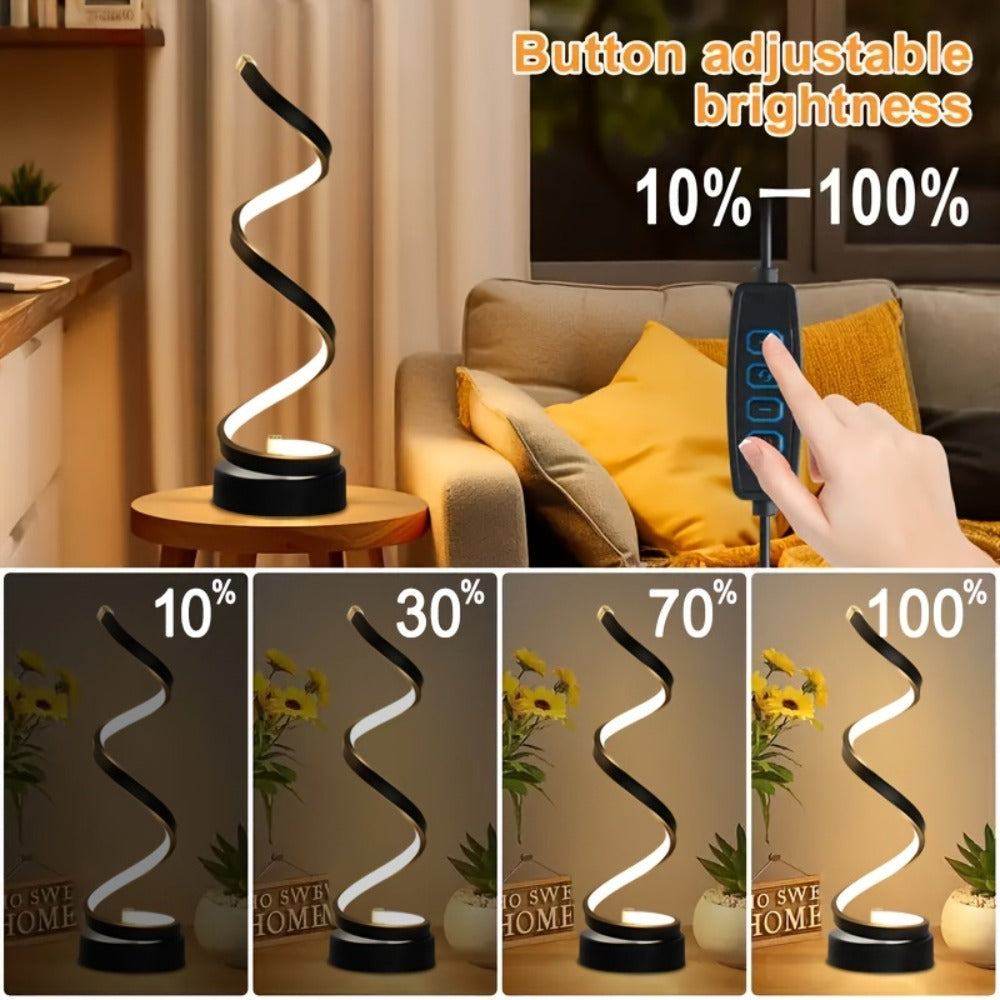 Dimmable Spiral Table Lamp with Touch Control & USB-C Charging Port, 3-Way Brightness Bedside Nightstand Lamp, Modern Minimalist LED Desk Lamp for Bedroom Living Room, Black & Whit - product image 25