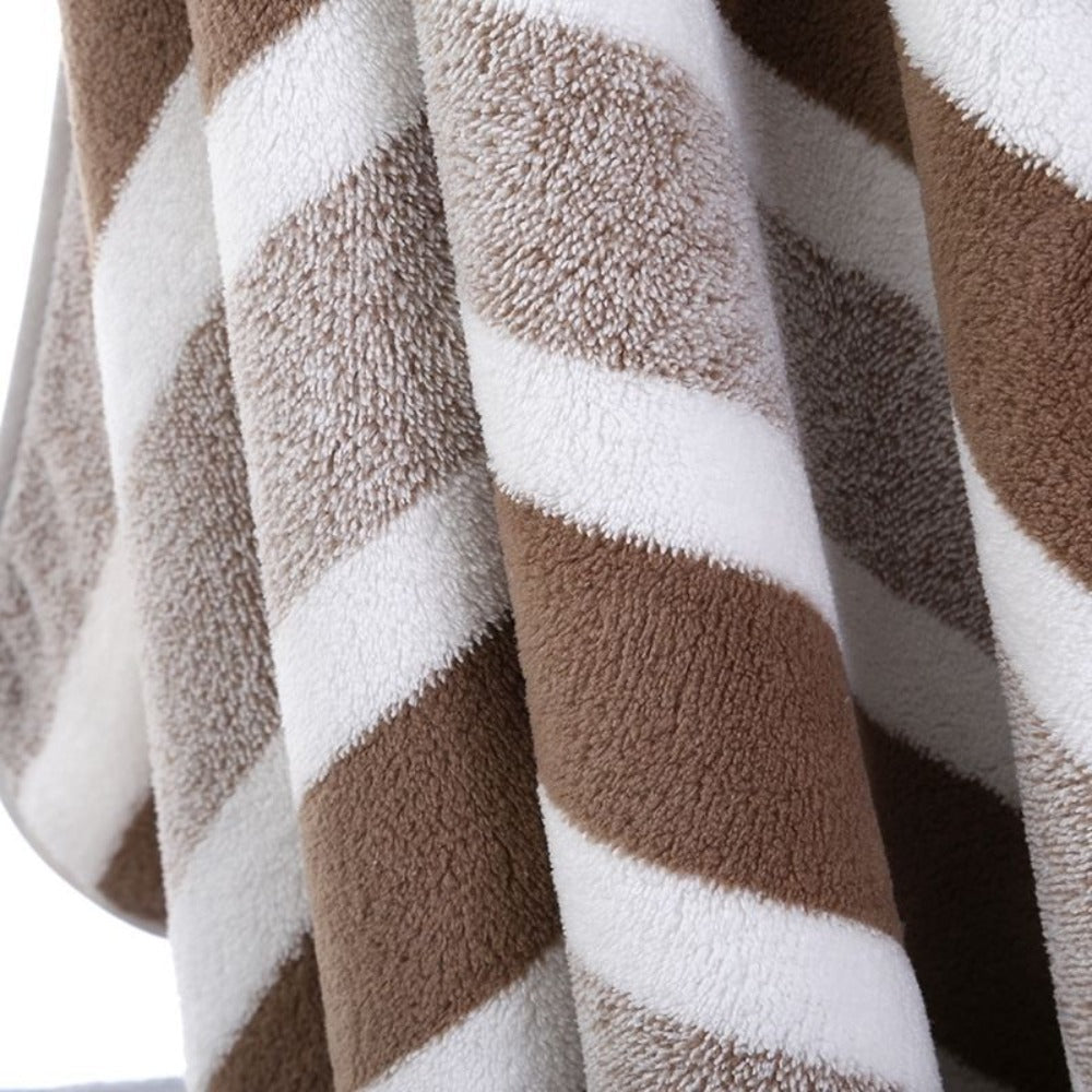 Striped Bath Towel Set 1 or 4 Pack 346GSM - 100% Polyester Super Soft Skin Friendly Absorbent Quick Dry | 70x140cm 27.6x55.1in | Green Gray Red Multi-Color | Home Bathroom Beach Es - product image 24