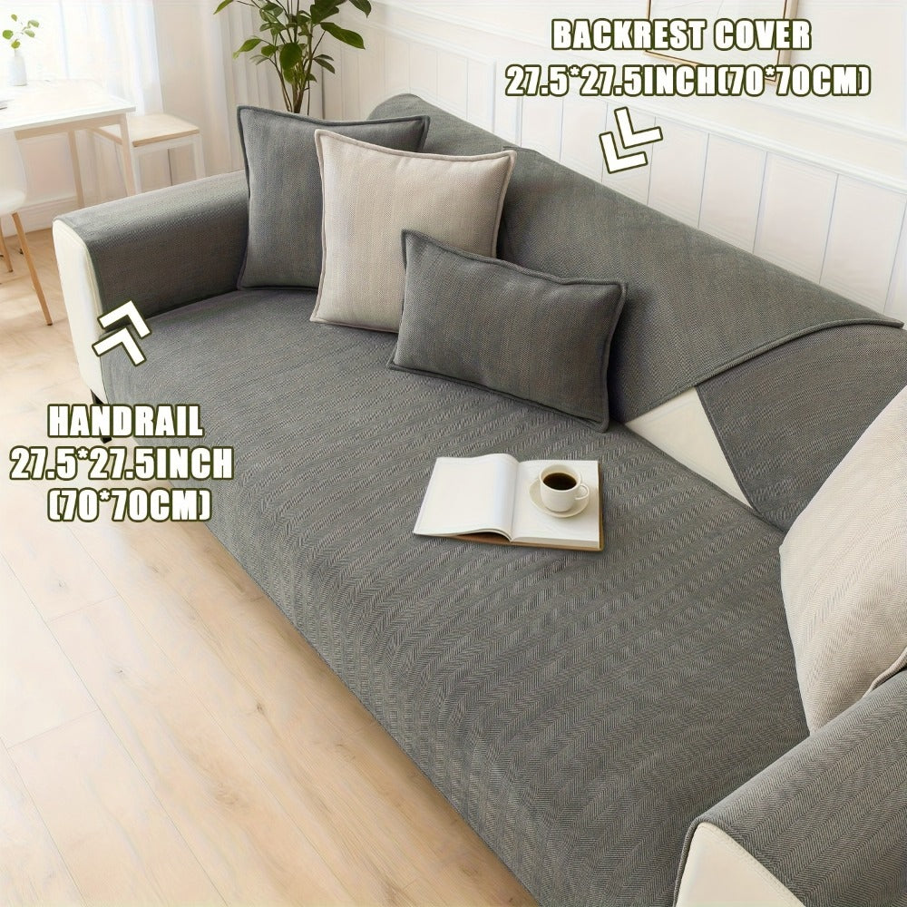 Chenille Ribbed Sofa Cover - Pet Friendly Non-Slip Machine Washable Soft Stretch Slipcover for 1-4 Seater Sectional Sofa Living Room Bedroom Office, 9 Colors - product image 34