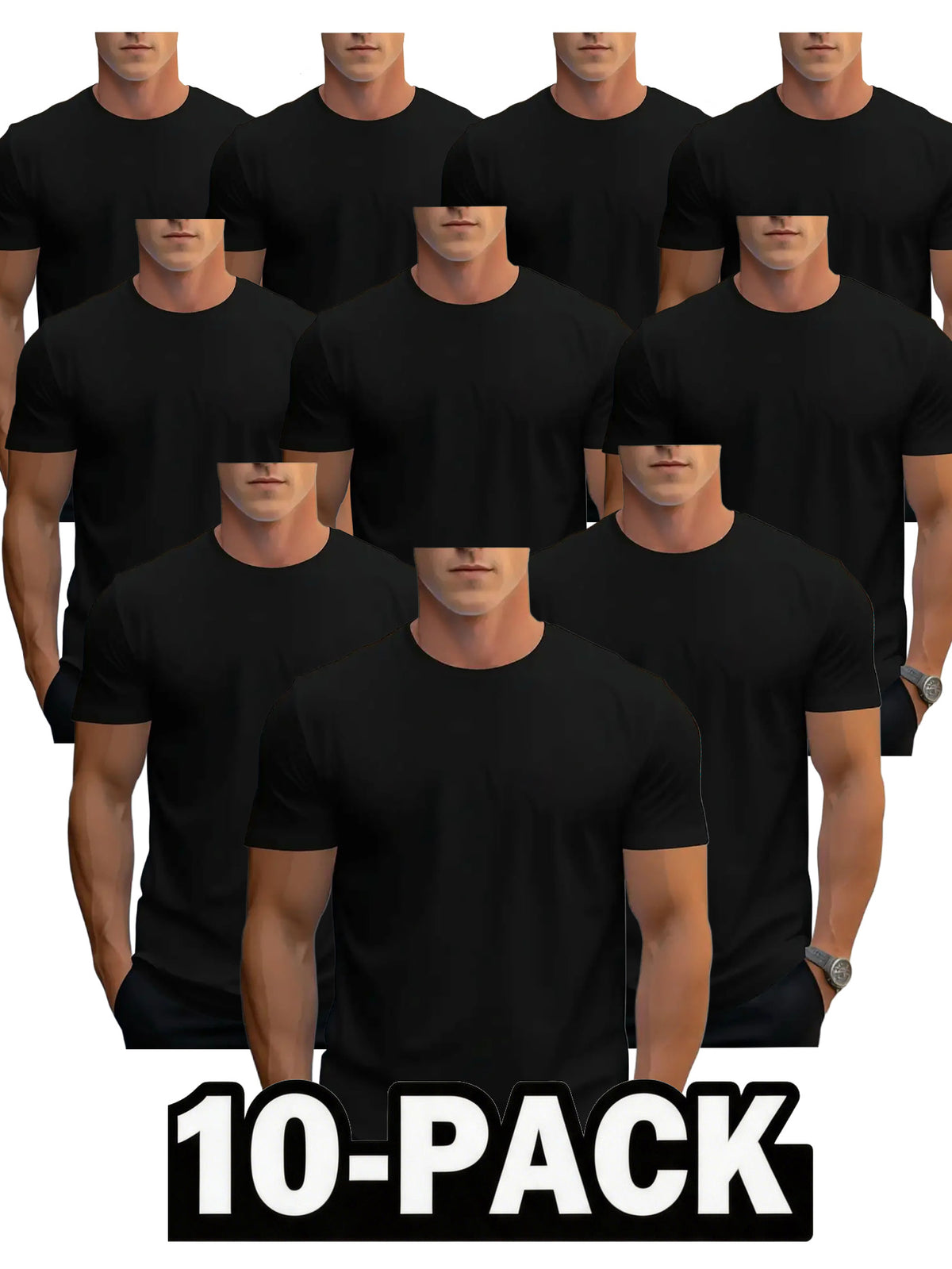 10 Pieces of Unisex Round Neck Cotton T-shirt Basic, Soft, Comfortable and Breathable, Essential for Sports Exercise and Fitness, Daily Casual Trend Wear - product image 15
