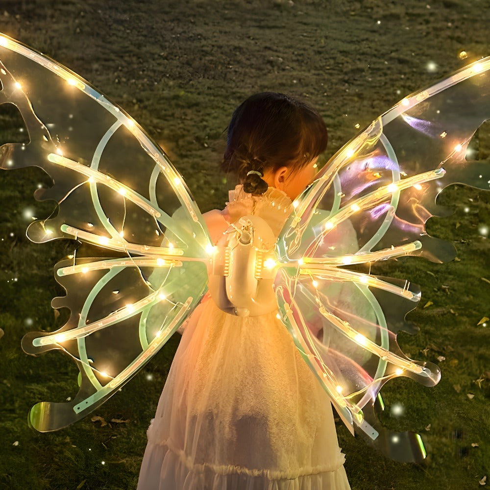 LED Butterfly Wings Glow in the Dark | Motion Sensor & Music Activated Color Changing Lights | Magical Costume Wings for Girls & Women, Halloween Dress Up, Christmas & Mardi Gras Party Accessory