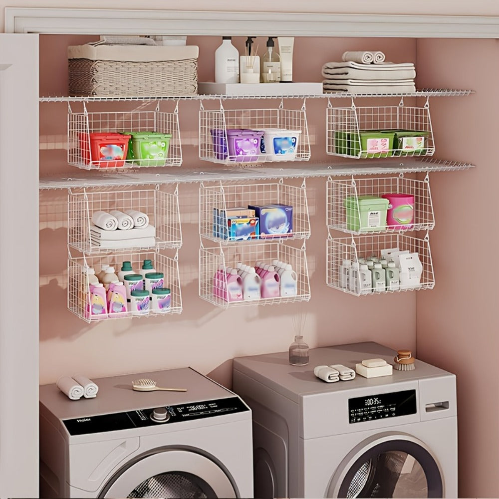Hanging Laundry Basket Organizer 3pcs - Foldable Laundry Bag with 360° Rotating Hook for Washing Machine & Drying Rack, Space Saving Metal Mesh Laundry Hamper for Bathroom, Laundry - product image 8
