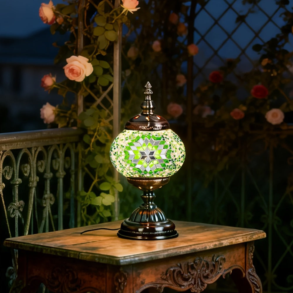 Moroccan Table Lamp Handmade DIY Turkish Lamp Dimmable Glass Metal Brass Bohemian Bedside Night Light with Remote for Bedroom Living Room Office Vintage Boho Home Decor Gift Multip - product image 6