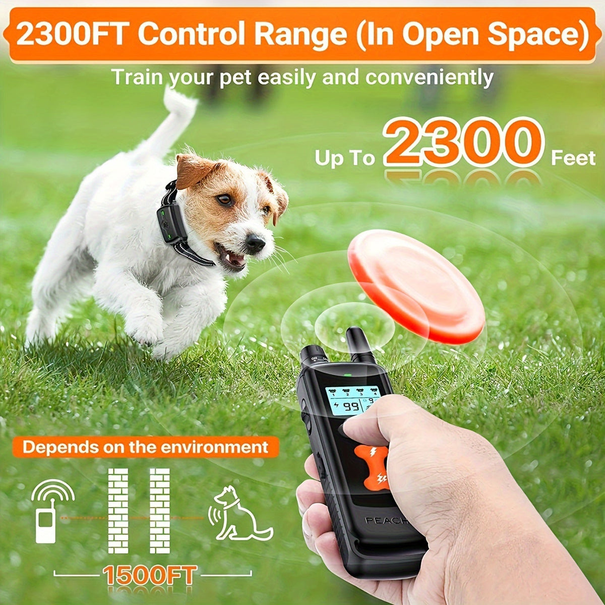 Dog Training Collar with Remote 2300ft | Rechargeable E-Collar with Beep Vibration Shock Modes Security Lock for Large & Medium Dogs - product image 2