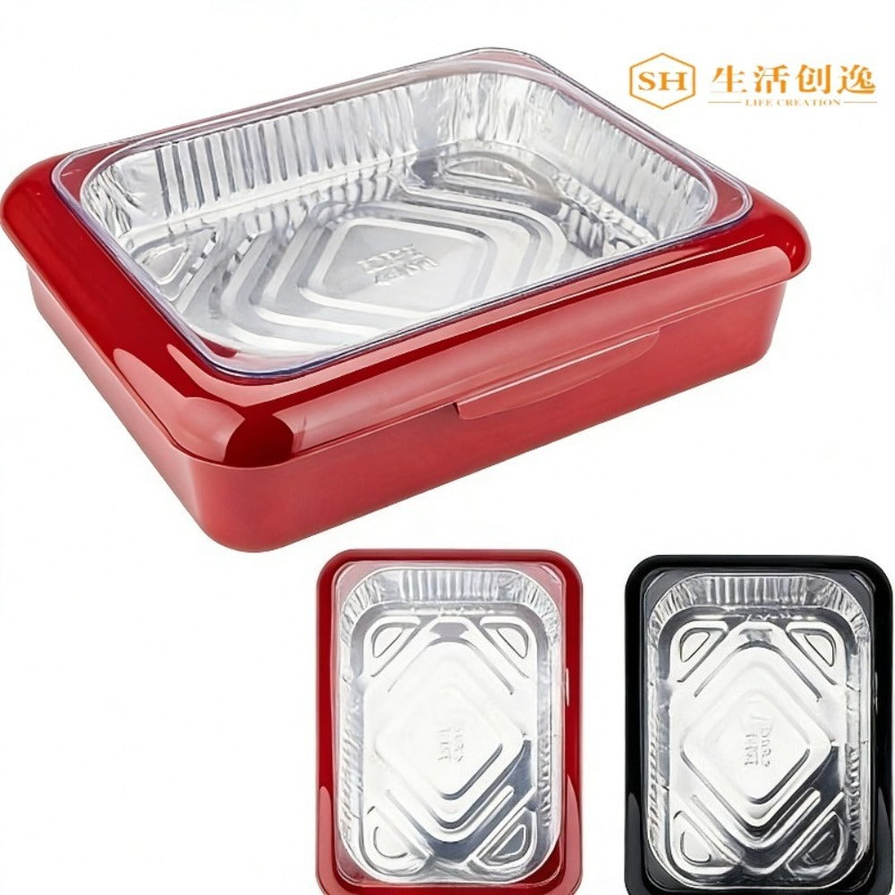 Aluminum Foil Insulated Food Tray Set 2-in-1 Reusable Stand with 2 Disposable Foil Trays for Potluck Picnic BBQ Party Outdoor Gatherings Thanksgiving Christmas - 1 Tray + 2 Foil Tr - product image