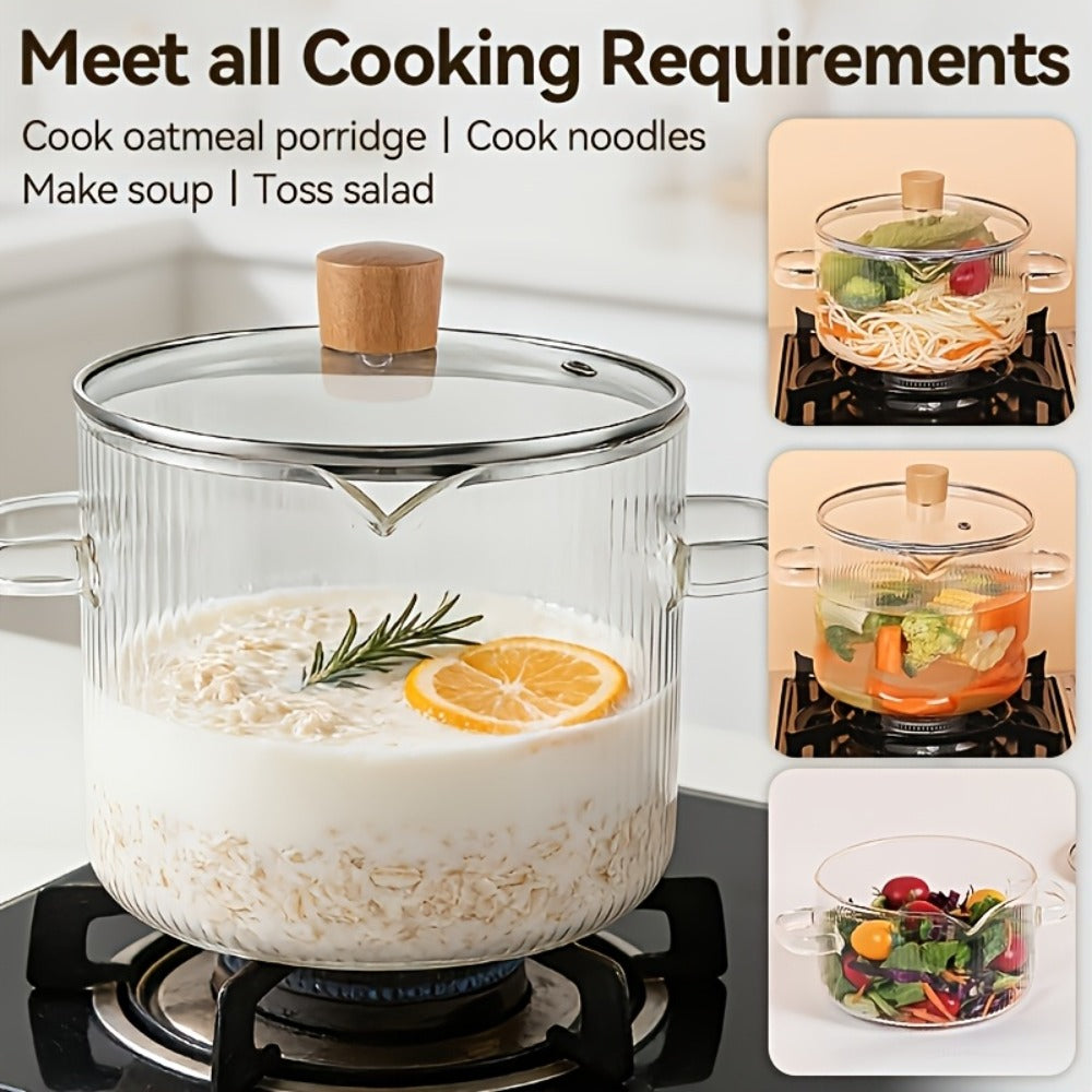 Glass Saucepan Set 2-Pack Stovetop Safe Borosilicate Ribbed Pots with Lids – 78oz & 54oz Heat Resistant Cookware for Soup, Ramen, Milk | Transparent Glass Pot Kitchen Cooking Set w - product image 10