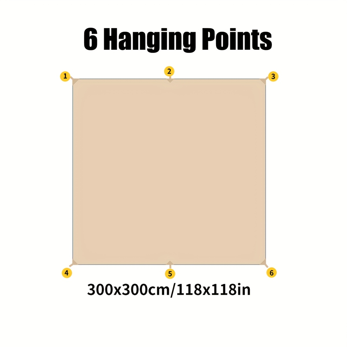 19 Hanging Points or 6 Tie-Down Points, 300x300cm & 300x400cm, Waterproof Shade Cloth for Hiking Mountaineering Camping Travel Outdoor Party | Camping Sunshade Tarp Multi-Function Sun Shelter Canopy