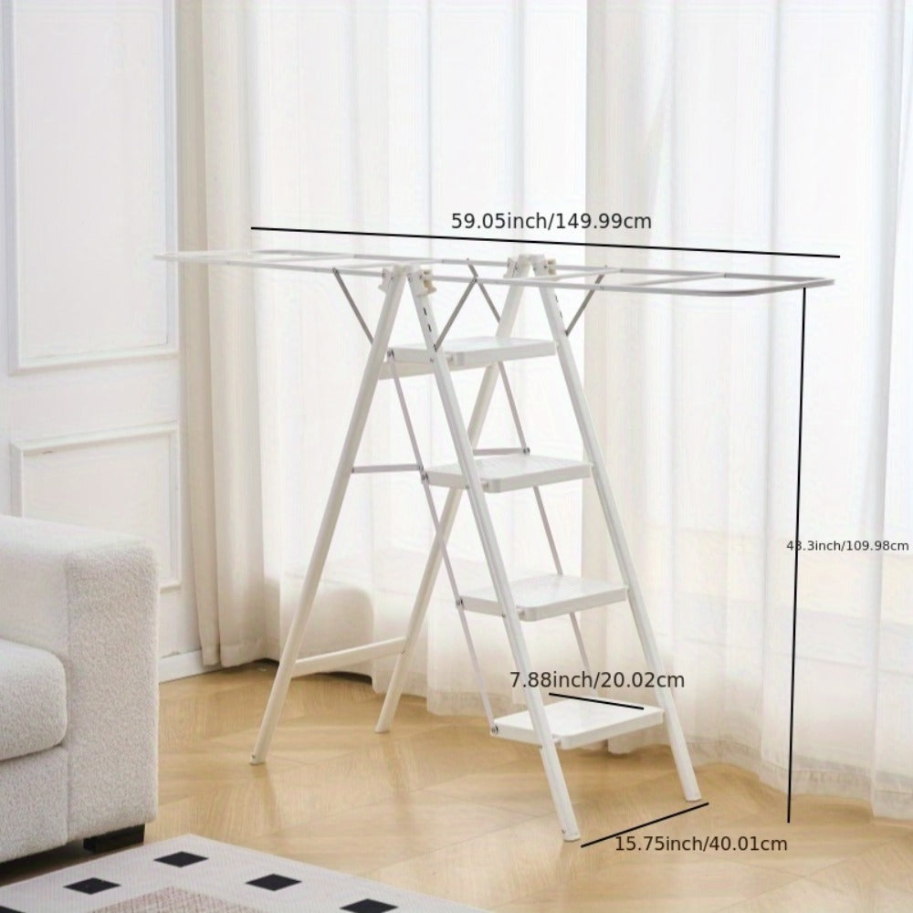 Folding Clothes Drying Rack Ladder, 4-Step Collapsible Laundry Drying Stand, 500 LB Capacity Lightweight Sturdy Freestanding Garment Dryer, Multi-Use Ladder for Indoor Outdoor Bedr - product image 4