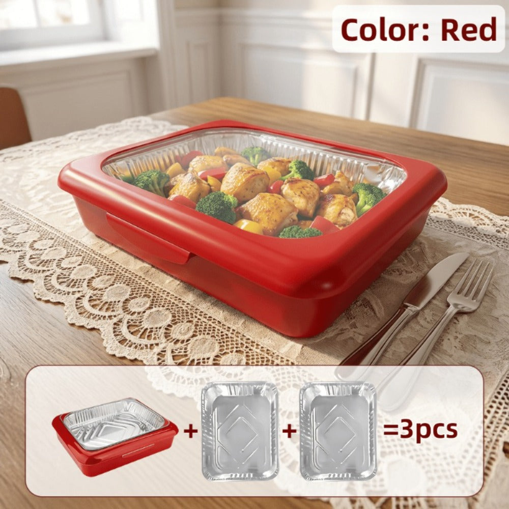 Aluminum Foil Insulated Food Tray Set 2-in-1 Reusable Stand with 2 Disposable Foil Trays for Potluck Picnic BBQ Party Outdoor Gatherings Thanksgiving Christmas - 1 Tray + 2 Foil Tr - product image 4