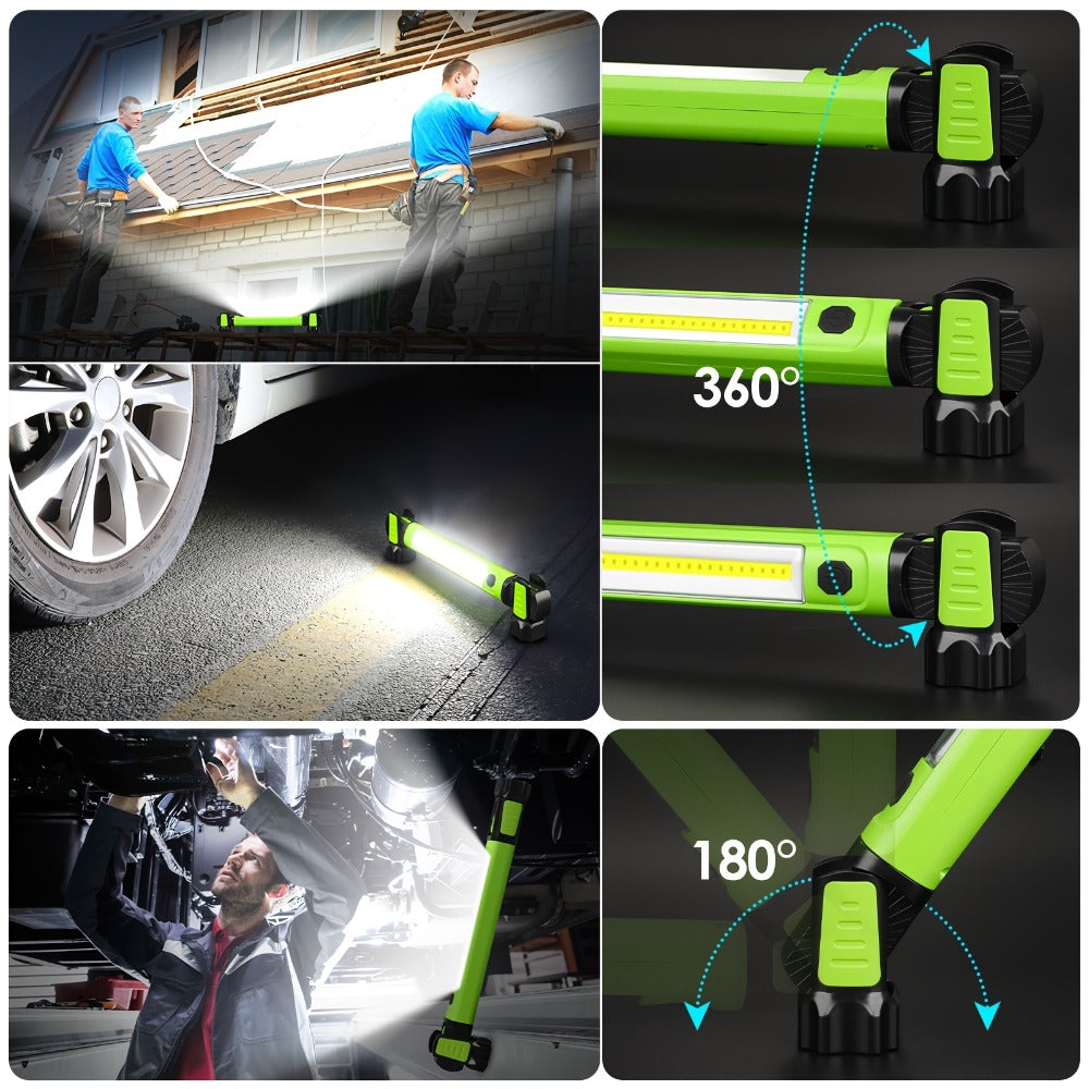 LED Work Light 2500LM Rechargeable Magnetic Underhood Inspection Light with 5200mAh Battery & Hooks – Cordless Portable Work Lamp for Mechanics, Car Garage, Workshop & Emergency Us - product image 8