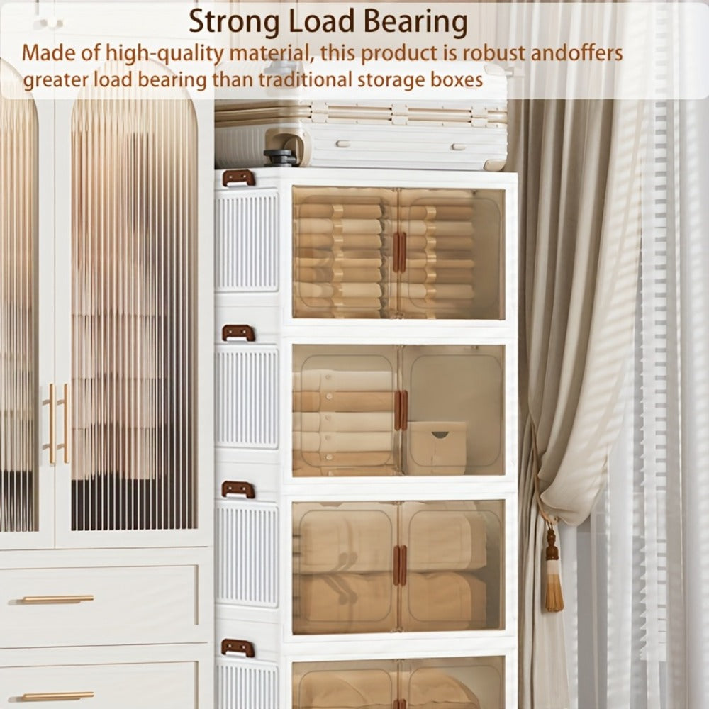 Foldable Storage Cabinet with Door – Multi-Layer Stackable Storage Box for Shoes, Clothes & Books | Large Closet Organizer for Bedroom, Bathroom, Kitchen, Office & Wardrobe - product image 10