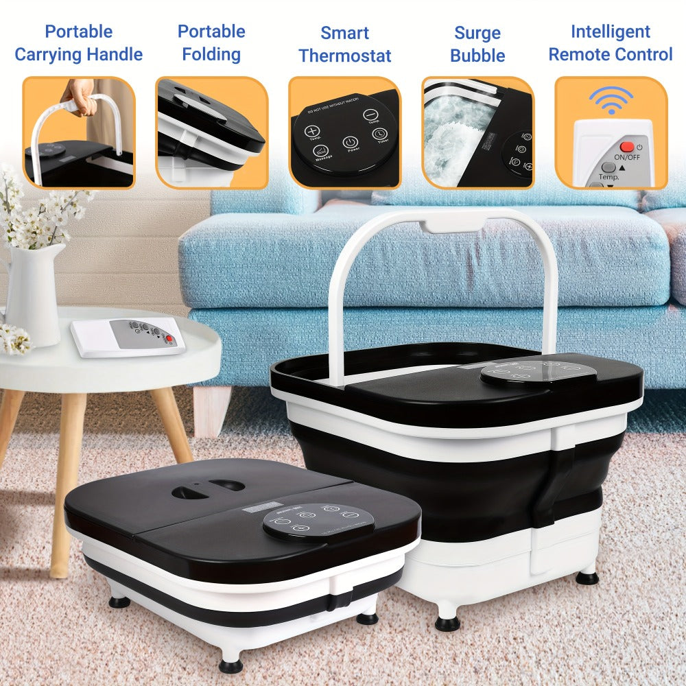 Foldable Foot Spa Bath with 20 Massage Rollers – Touchscreen Temperature Display, Remote Control & Shower Sprayer | Space-Saving Electric Foot Soak Tub for Home Relaxation, Heartfe - product image 6