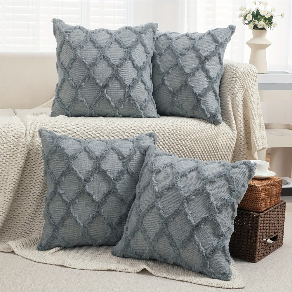 Decorative Pillow Covers 18x18 Set of 4 Boho Soft Plush Faux Wool Throw Pillow Cases with Zipper for Sofa Couch Bedroom Living Room - Luxury Cushion Covers - product image 7