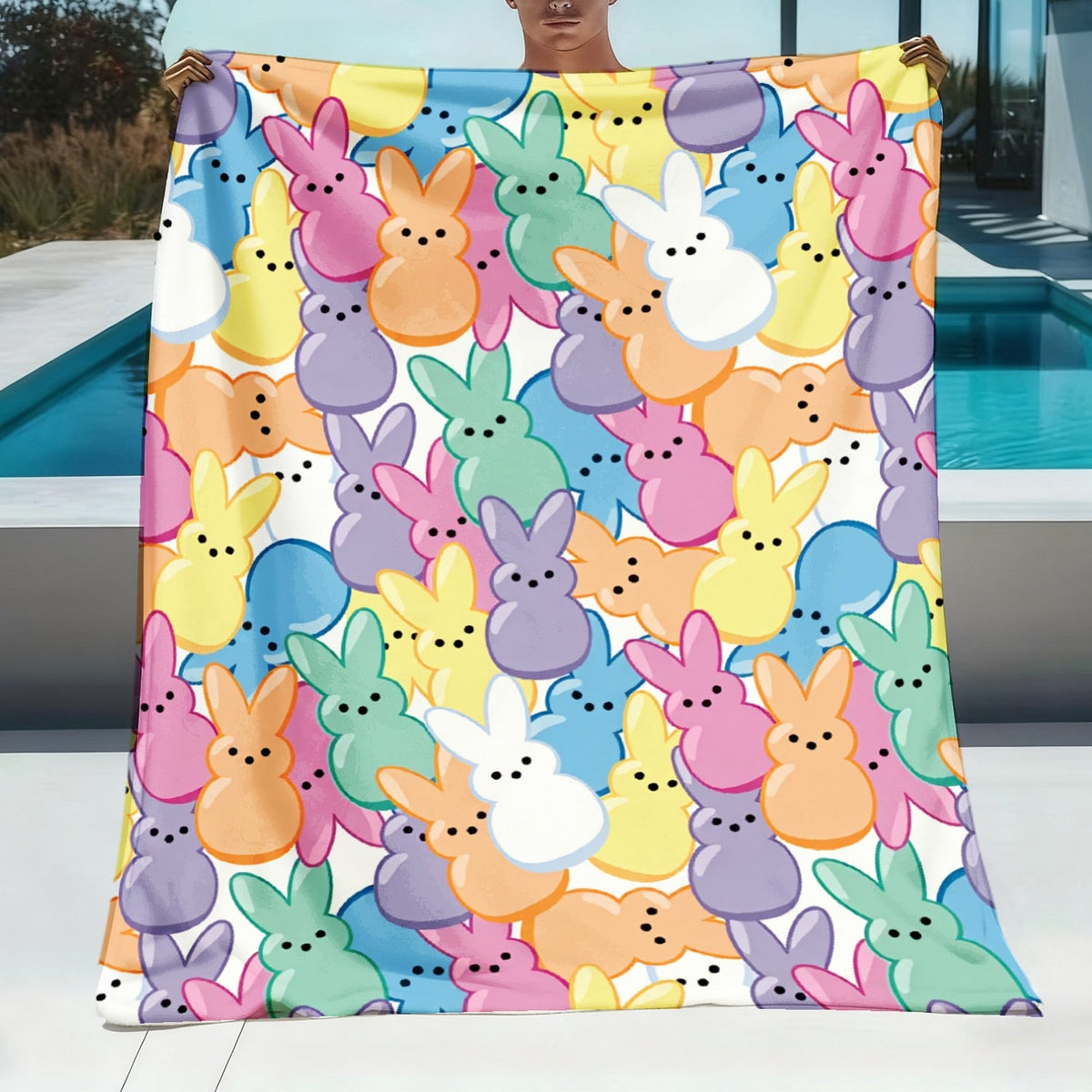 Easter Rabbit Flannel Throw Blanket - Bohemian Pastel Bunny HD Print Soft Warm Lightweight All-Season Throw for Sofa Bedroom Camping Yoga Travel, Cozy Home Decor Gift - product image 8