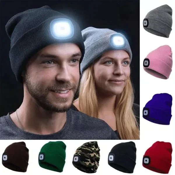 LED Beanie Light with Built-In Rechargeable Headlamp Hat for Indoor & Outdoor Lighting - product image