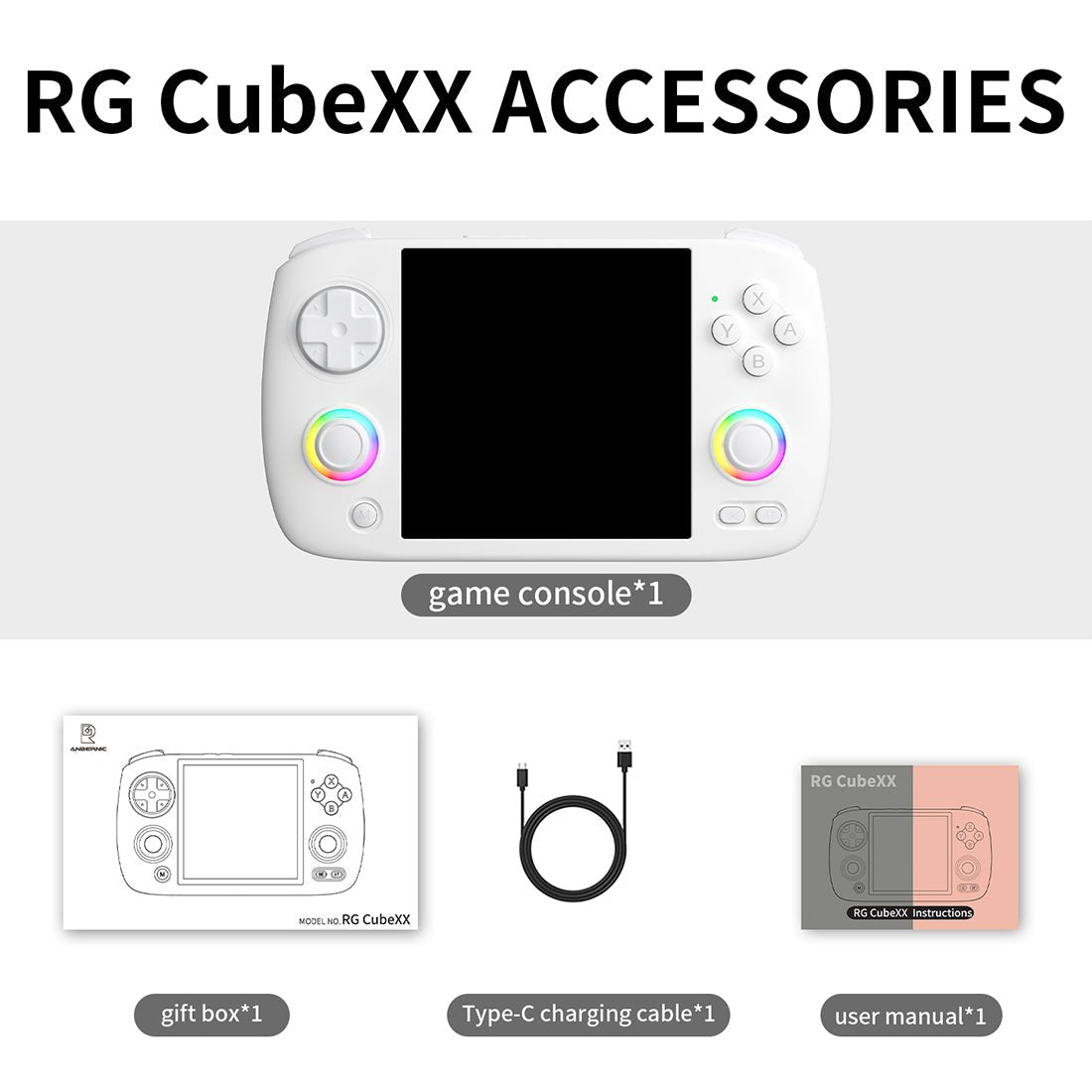 Unique Square 3.95" IPS 720x720 RGB Linux 30 Emulators 3800mAh Carry-along Gaming | Anbernic RG CubeXX Retro Handheld Game Console
