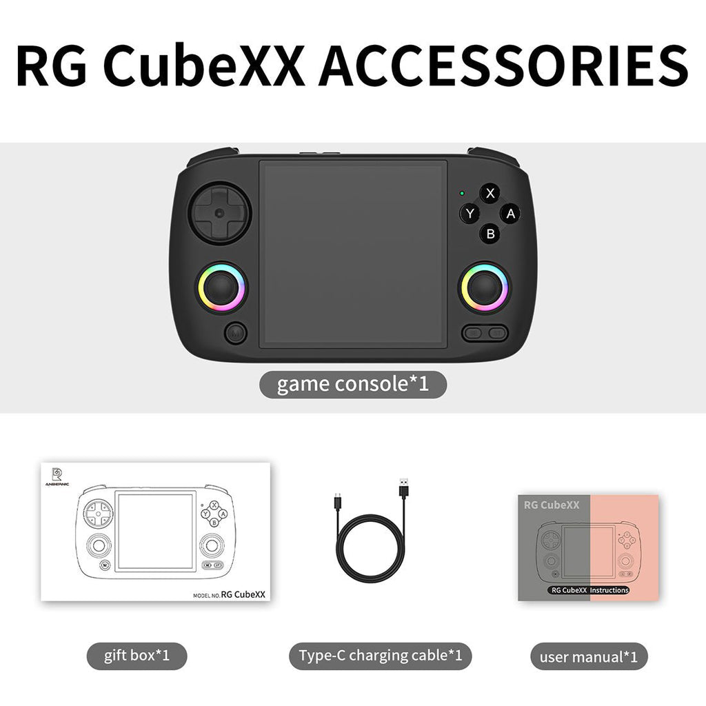 Unique Square 3.95" IPS 720x720 RGB Linux 30 Emulators 3800mAh Carry-along Gaming | Anbernic RG CubeXX Retro Handheld Game Console