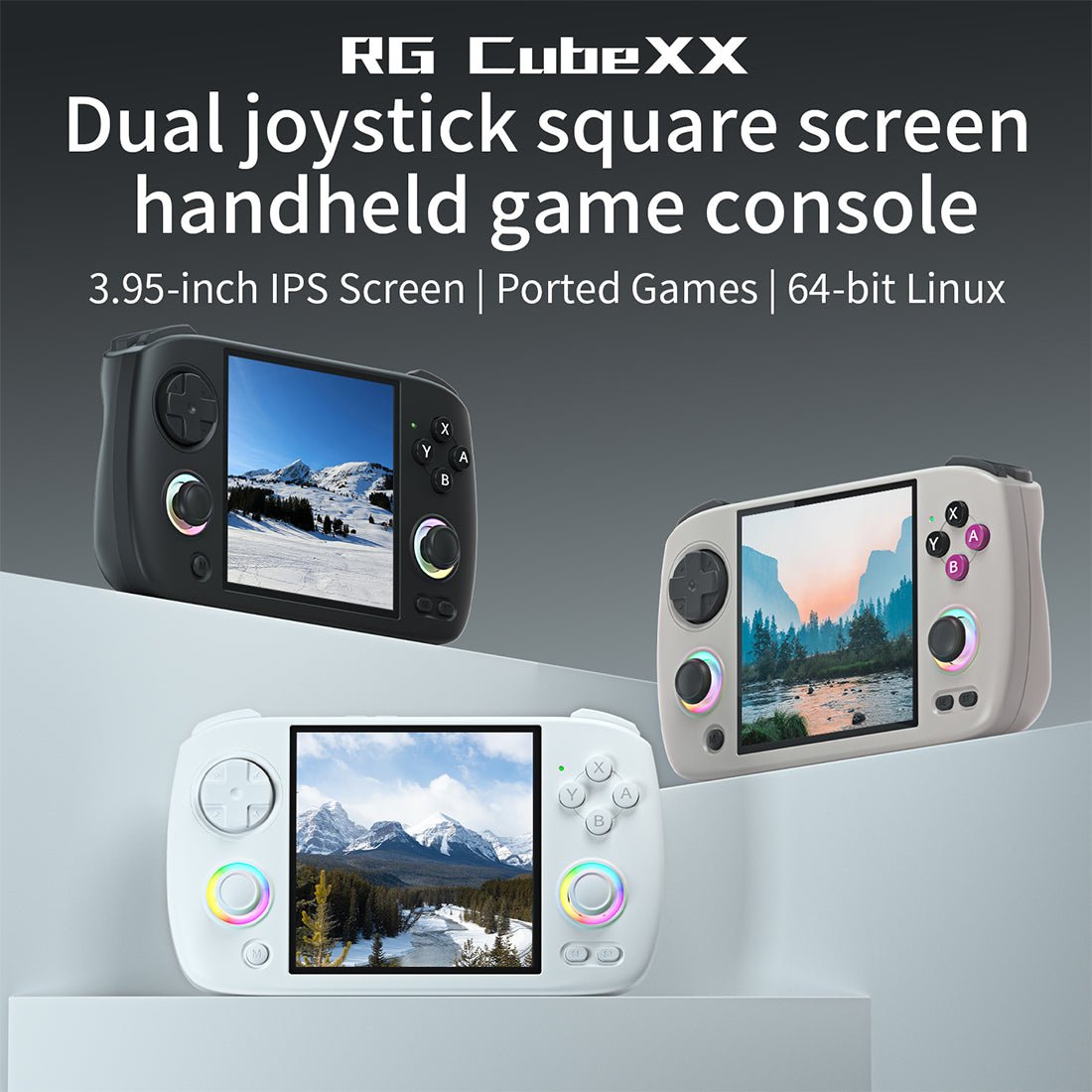 Unique Square 3.95" IPS 720x720 RGB Linux 30 Emulators 3800mAh Carry-along Gaming | Anbernic RG CubeXX Retro Handheld Game Console