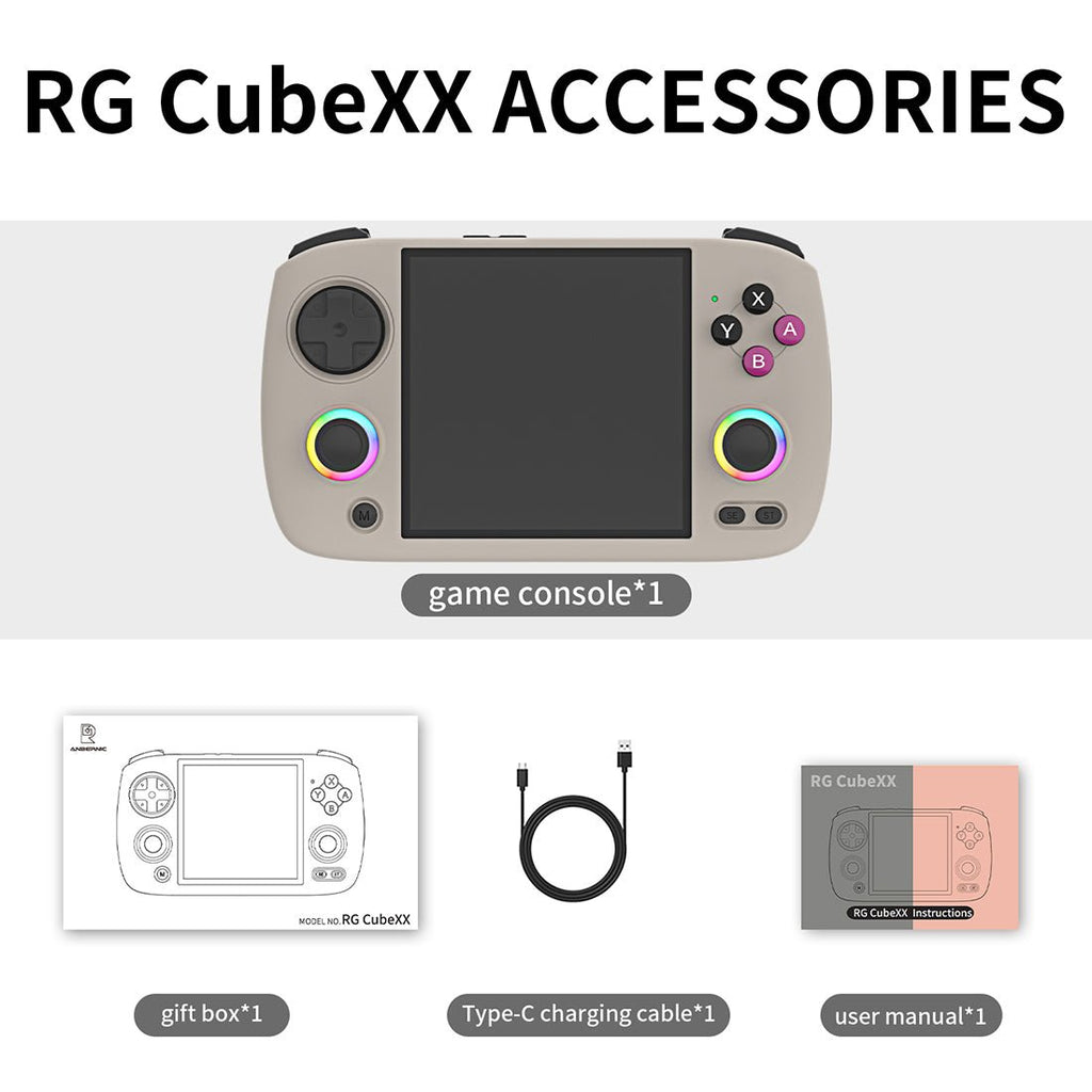 Unique Square 3.95" IPS 720x720 RGB Linux 30 Emulators 3800mAh Carry-along Gaming | Anbernic RG CubeXX Retro Handheld Game Console